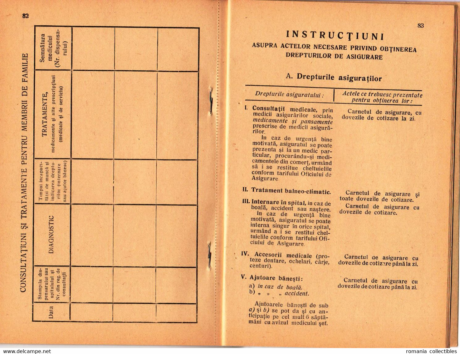 Romania, 1942, Social Insurance Member Card - Revenue Fiscal Stamps / Cinderellas