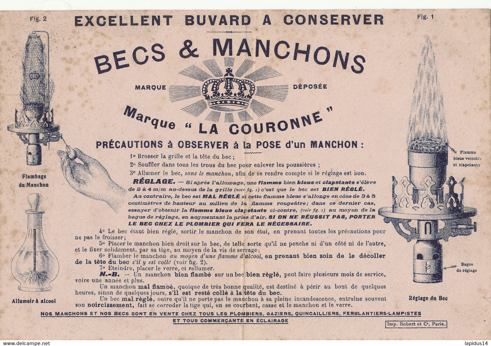 BU 2544 /   BUVARD - BECS & MANCHONS  LA COURONNE  (24,00 Cm X 16,00 Cm) - Electricité & Gaz