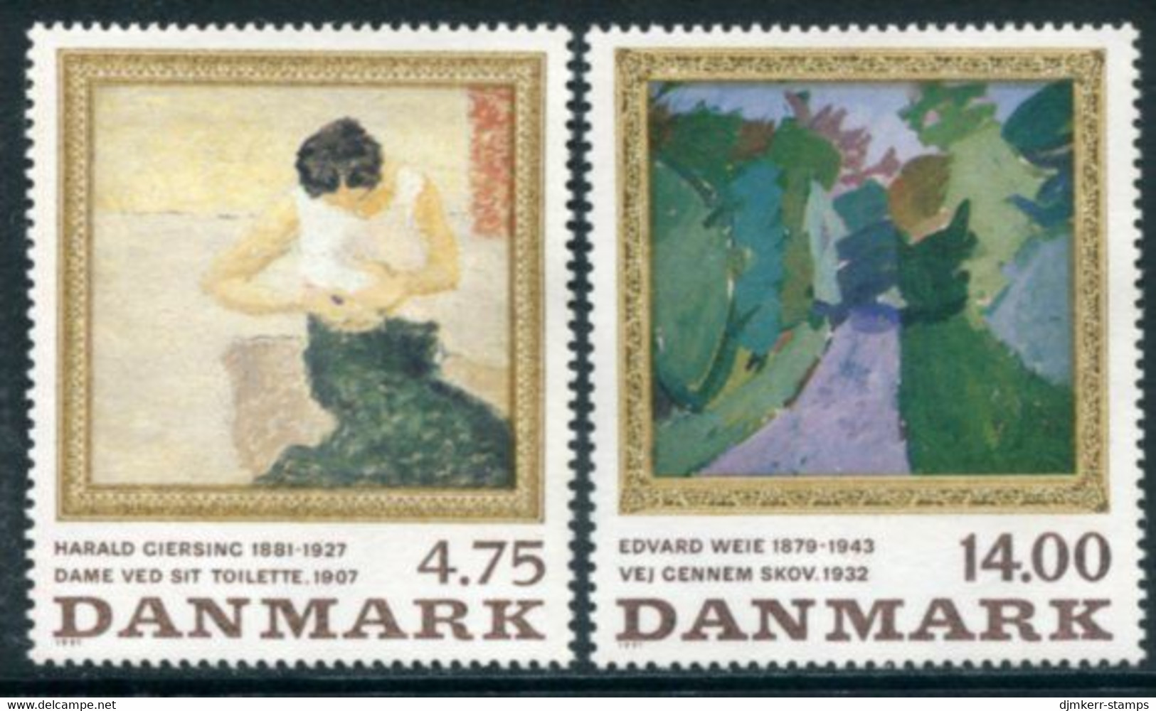 DENMARK 1991 Paintings MNH / **.   Michel 1016-17 - Unused Stamps