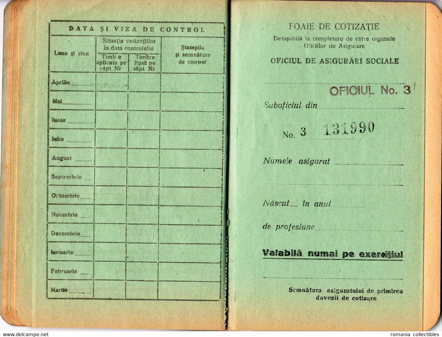 Romania, 1945, Social Insurance Member Card