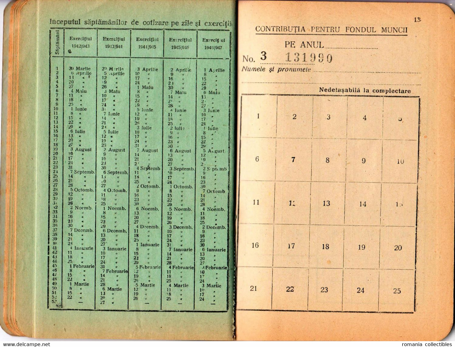 Romania, 1945, Social Insurance Member Card