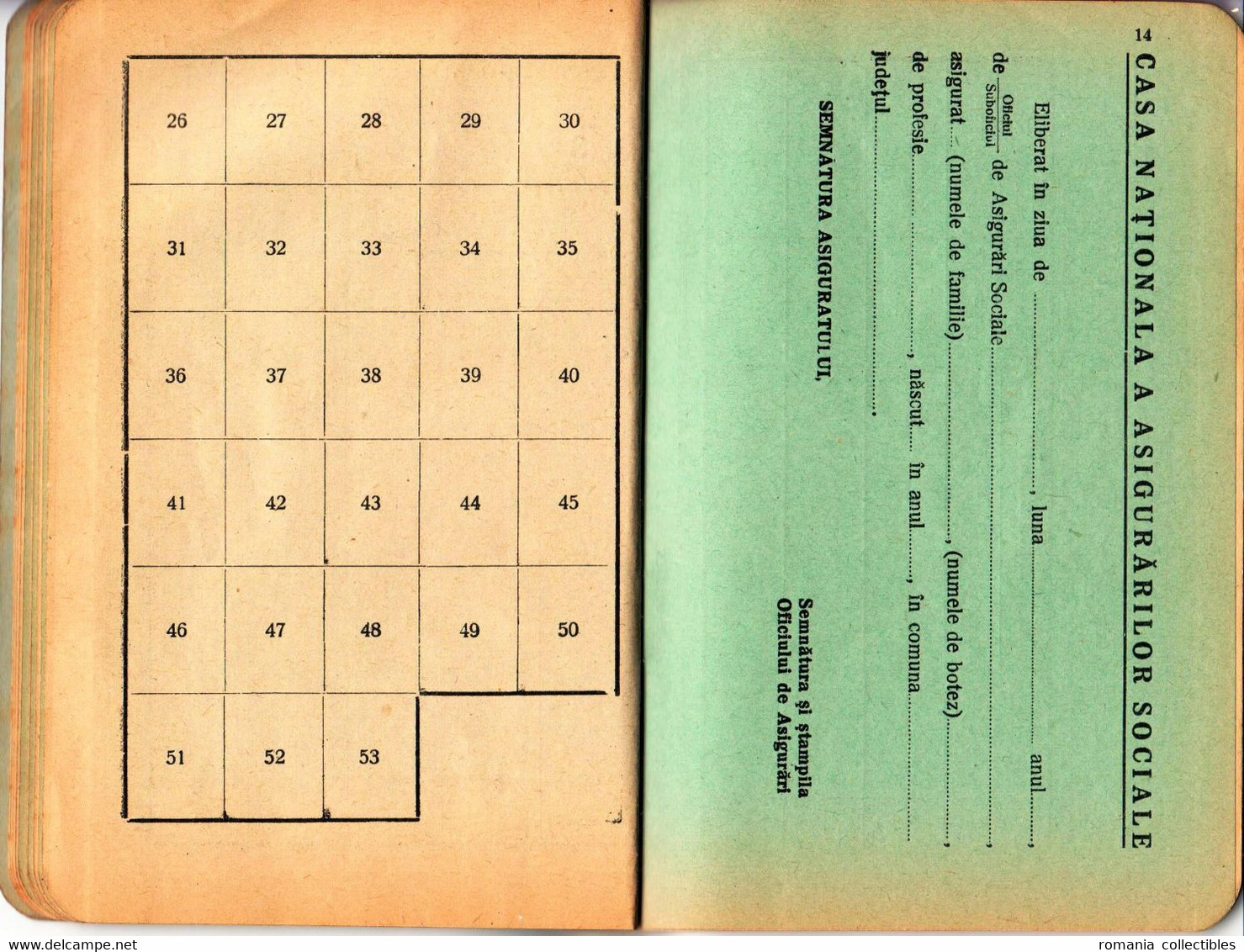 Romania, 1945, Social Insurance Member Card