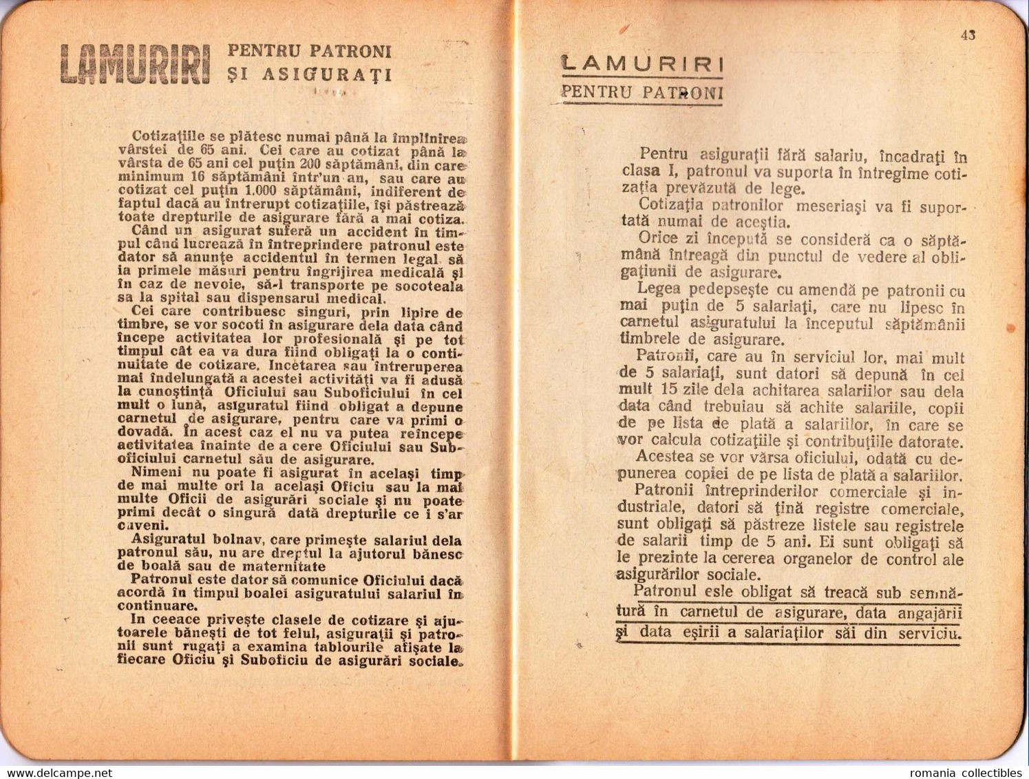Romania, 1945, Social Insurance Member Card
