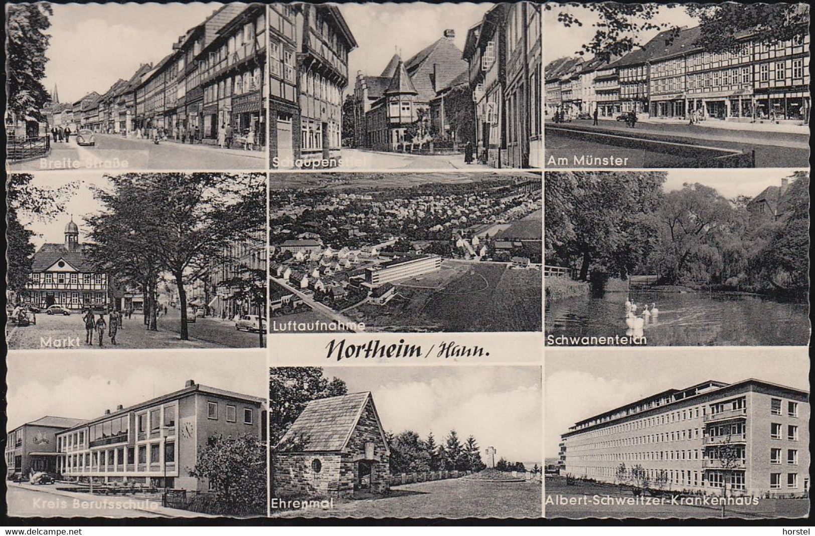 D-37154 Northeim - Alte Ansichten - Straßen - Cars - Ehrenmal - Berufsschule - Krankenhaus (1960) - Northeim