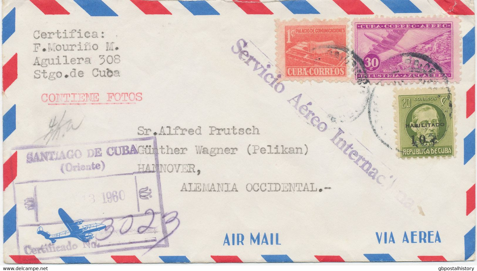 KUBA 1960, Zwei Pra.-R-Lupo-Bf M. Int. MiF Beide M. Prov. R-Stempel U. Selt. L1   "Servicio Aéreo Internacional" (in - Poste Aérienne