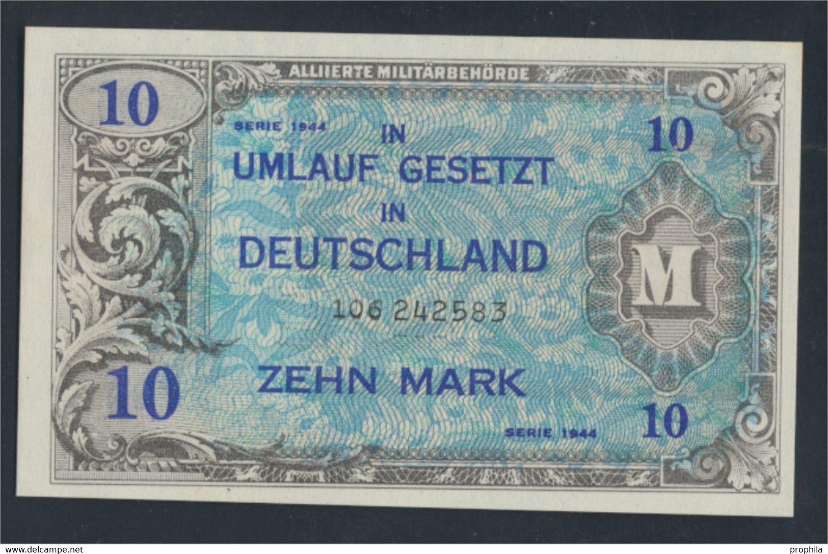 Alliierte Bes.-Gem.Ausg. Rosenbg: 203c, UdSSR-Druck Ohne F 9-stellige Kontrollnummer Bankfrisch 1944 10 Mark (9810690 - 10 Mark