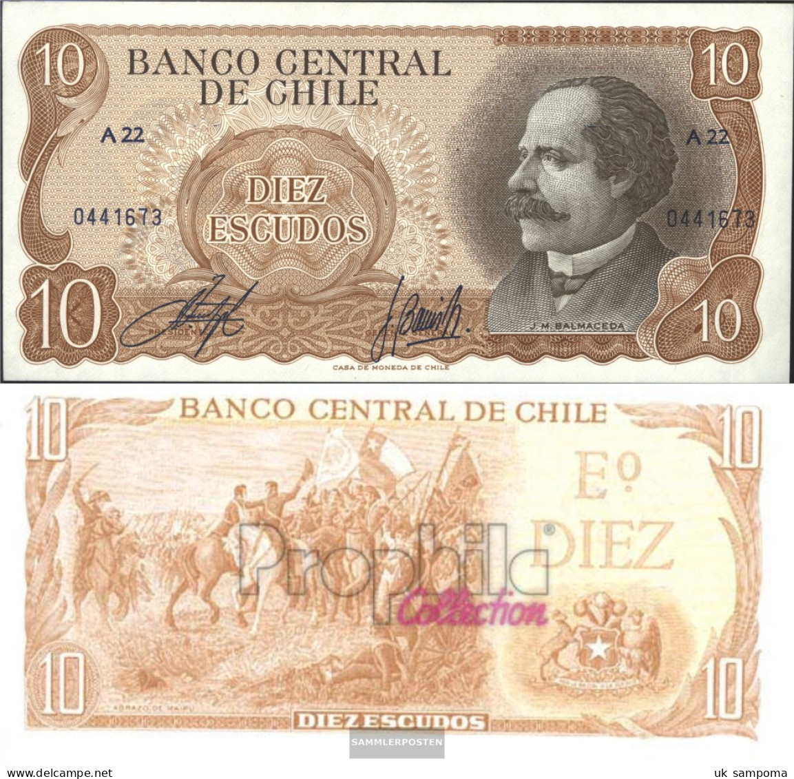 Chile Pick-number: 143 Uncirculated 1967 10 Escudos - Chili