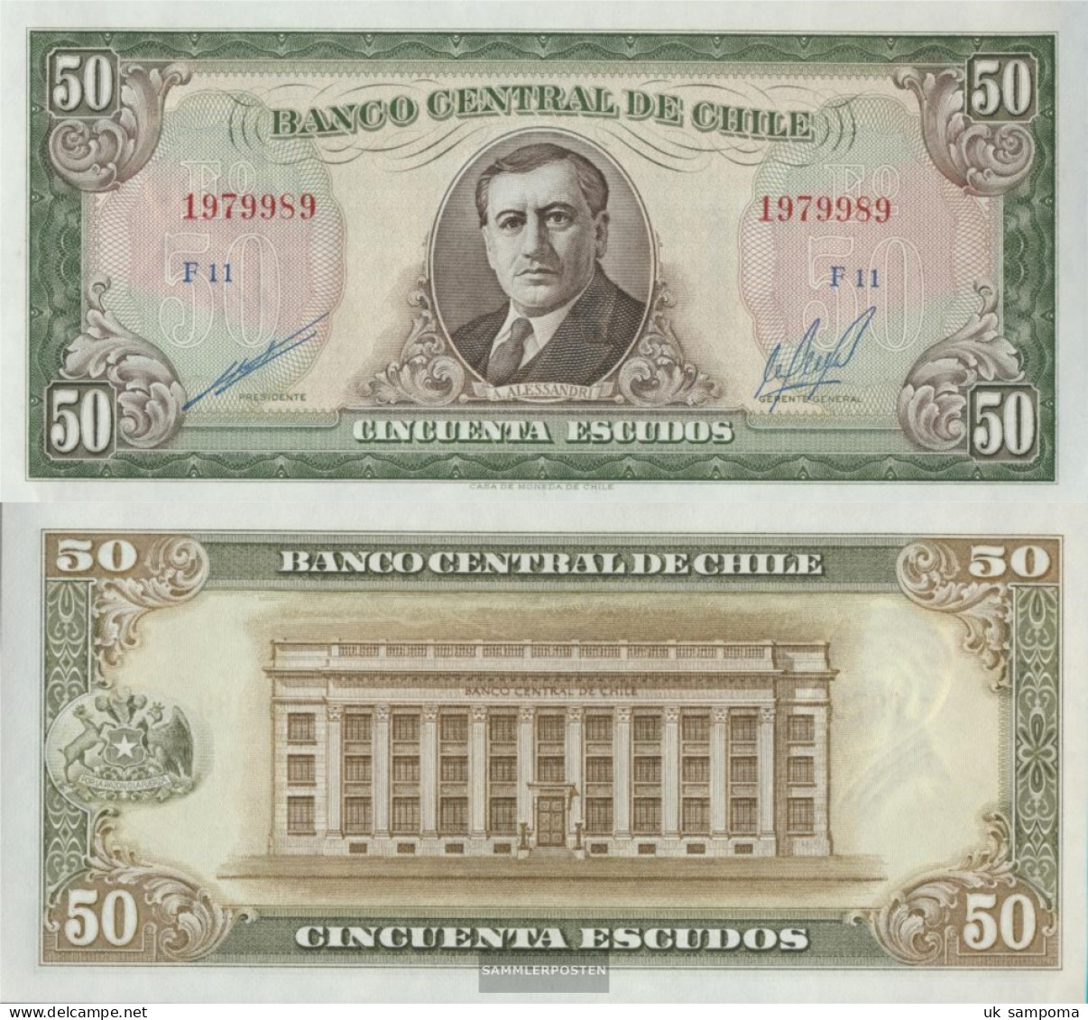 Chile Pick-number: 140b Uncirculated 1964 50 Escudos - Cile