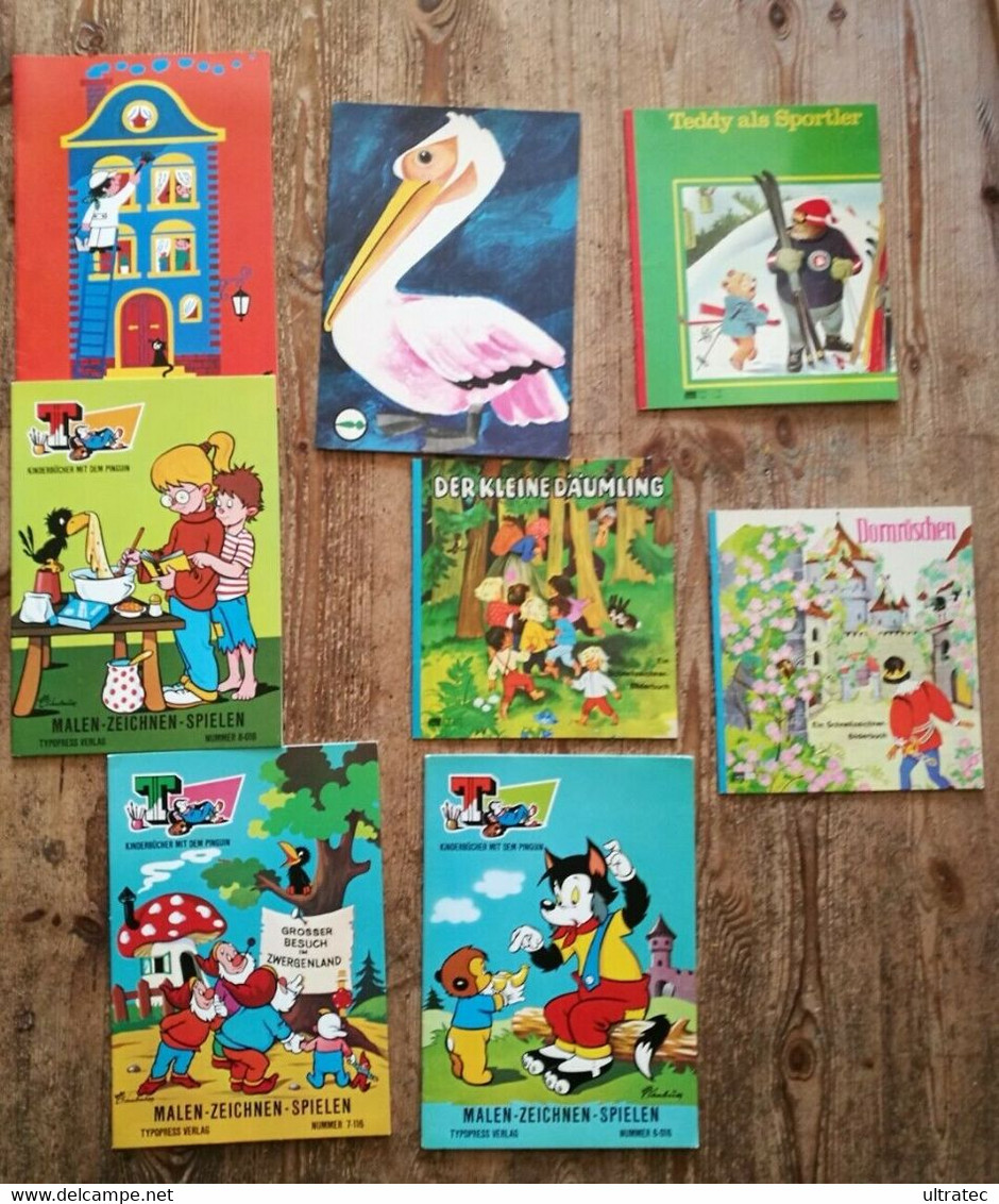 8x Antike Kinderbücher Aus Den 70er Jahren Davon 4x Ausmalbücher, Alle Unbenutzt - Avventure