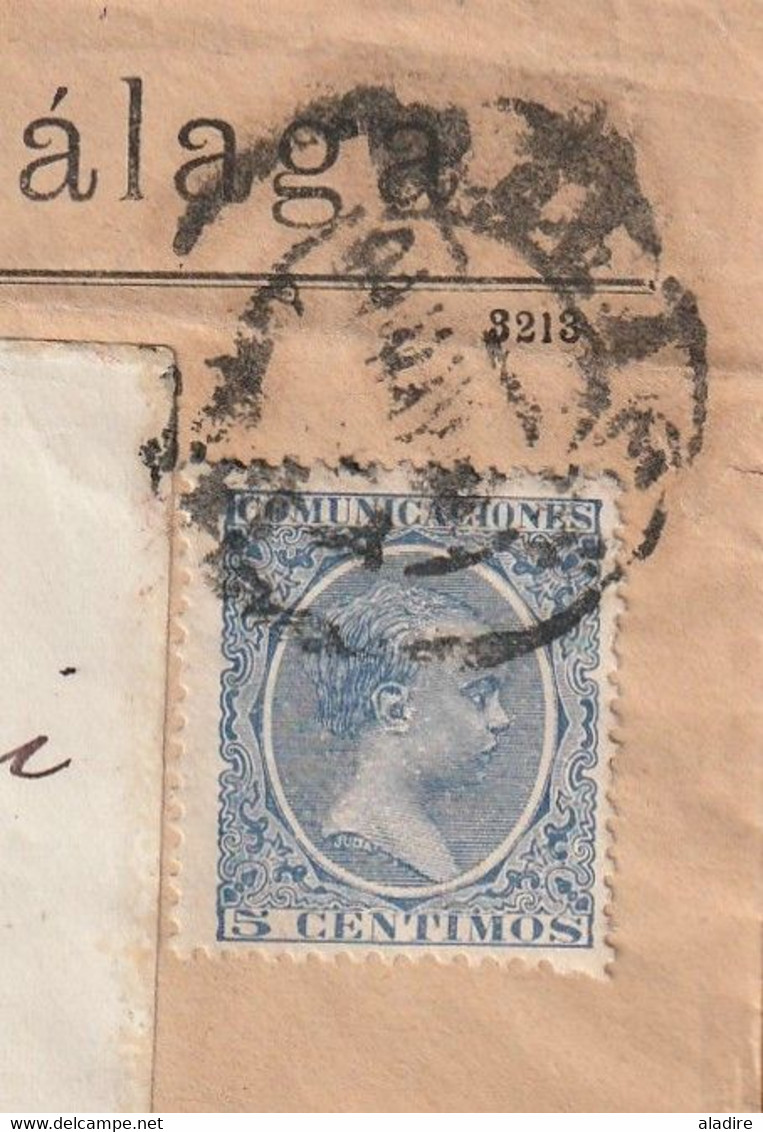 1896 - 5 Centimos Bleu Sur Enveloppe De MALAGA Espagne Vers Joensuu, Finlande Suomi Finland - Covers & Documents