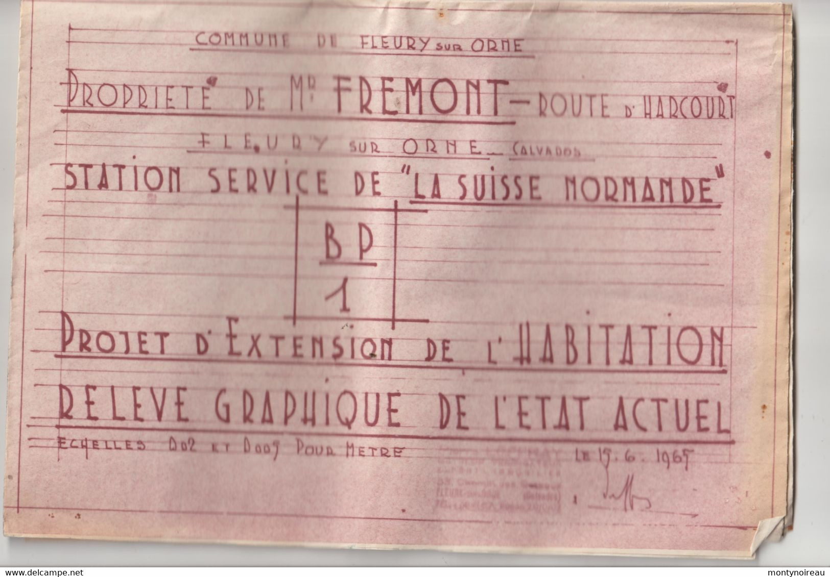 Vieux  Papier : Calvados : FLEURY Sur ORNE Prés  Caen : PLAN Station Service , Route D'  Harcourt - Otros Planes