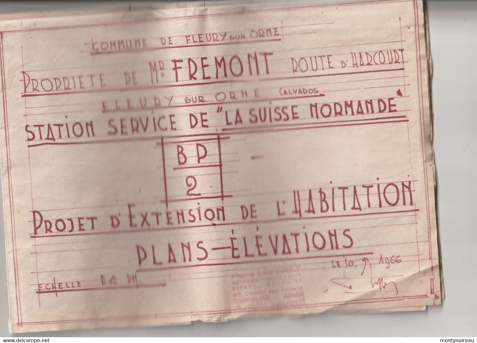 Vieux  Papier : Calvados : FLEURY Sur ORNE Prés  Caen : PLAN Station Service , Route D'  Harcourt - Autres Plans