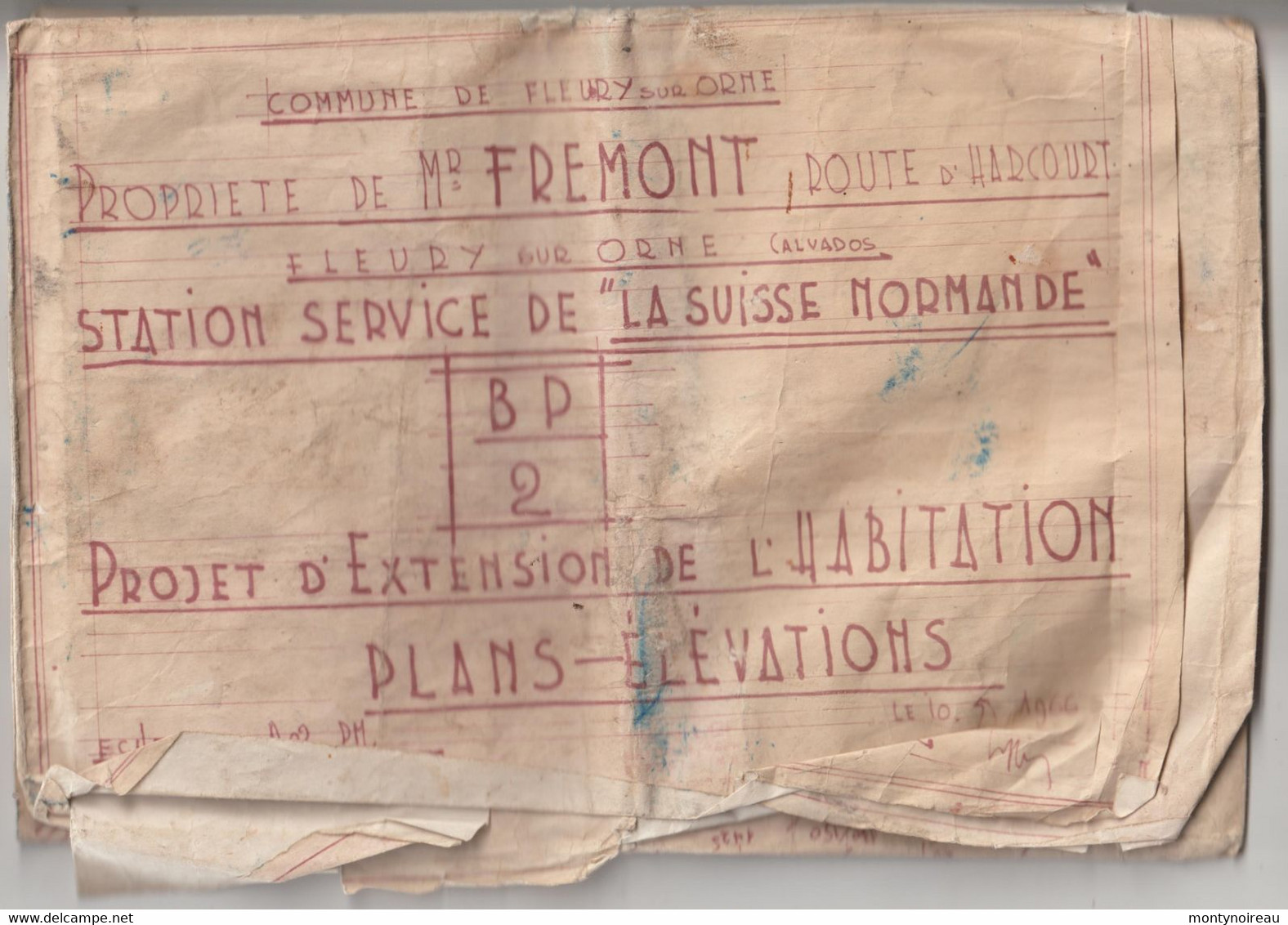 Vieux  Papier : Calvados : FLEURY Sur ORNE Prés  Caen : PLAN Station Service , Route D'  Harcourt - Autres Plans