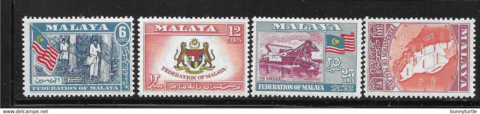 Federation Of Malaya 1957 Arms Tin Rubber Map MNH - Fédération De Malaya