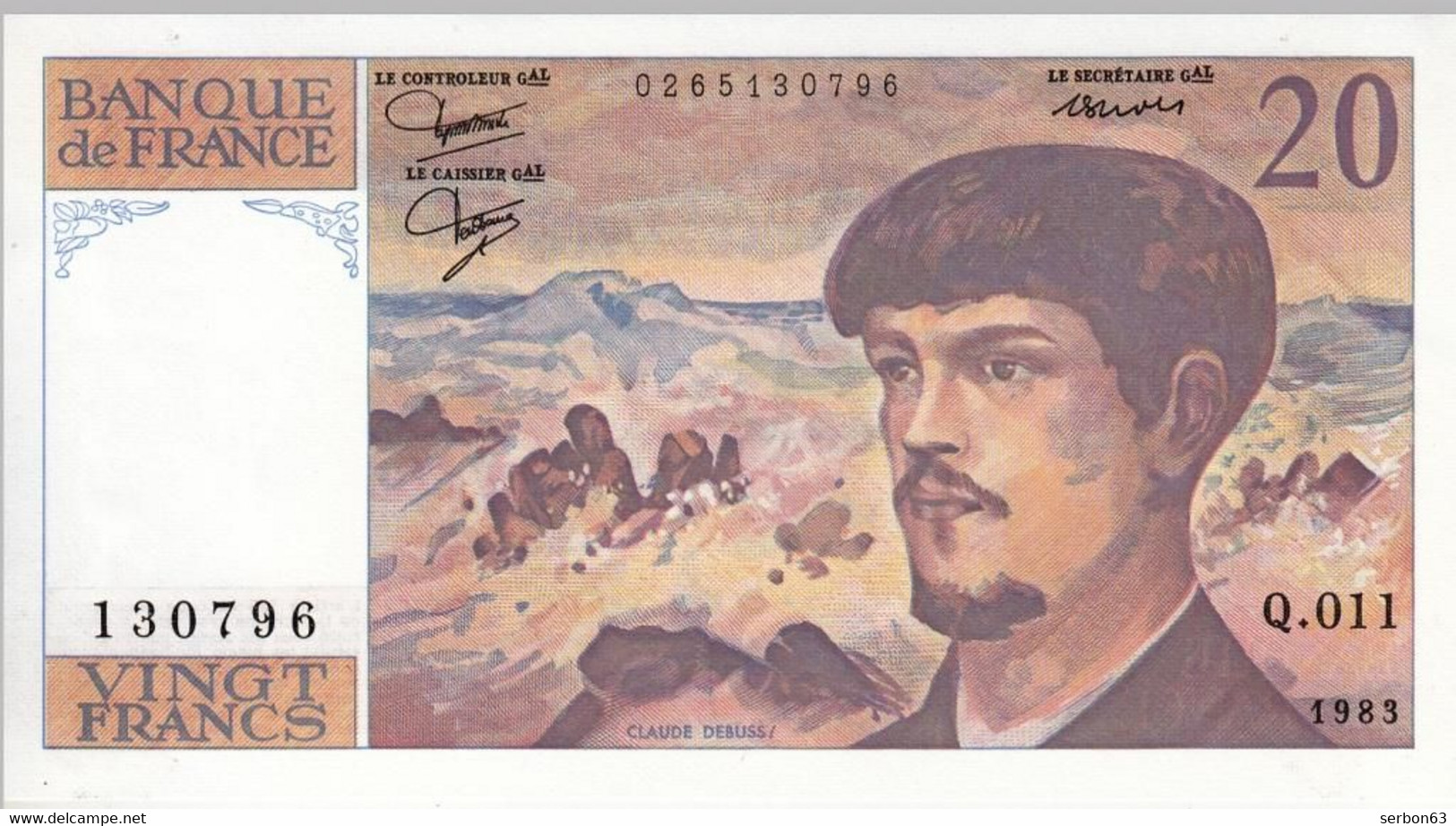 20 FRANCS DEBUSSY - TYPE 1980 - Q.011 N° 130796 ANNÉE 1983 - VOIR SCAN - 20 F 1980-1997 ''Debussy''