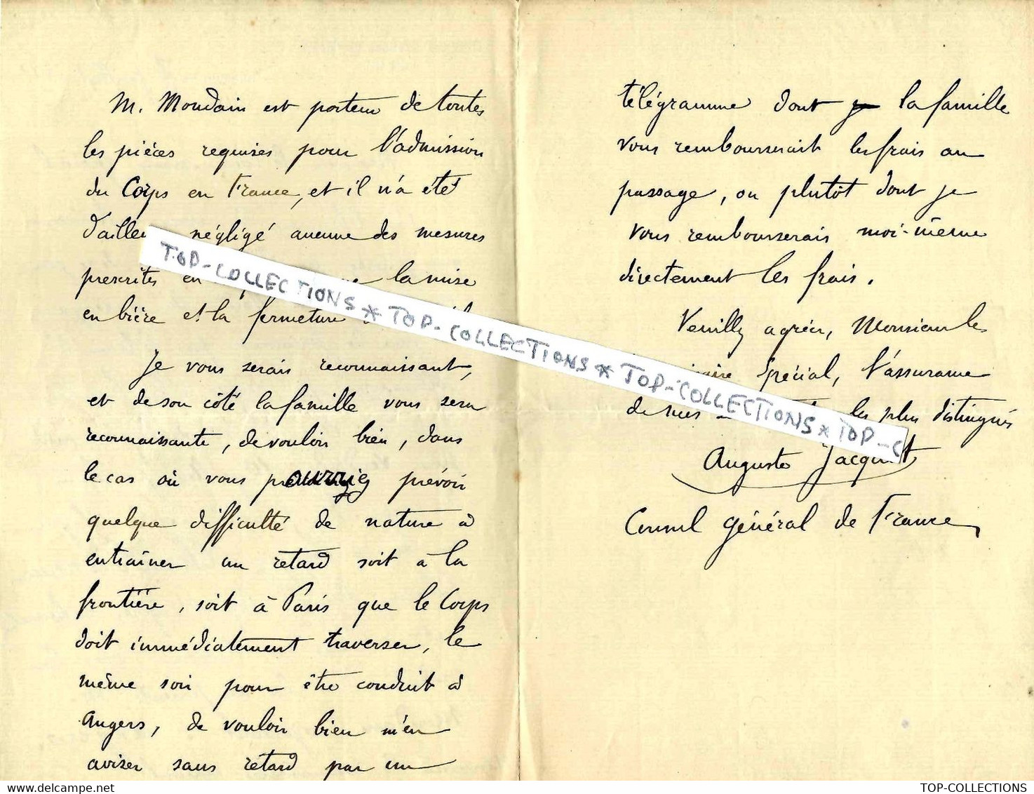 1896 DIPLOMATIE CONSUL GENERAL DE France à LEIPZIG ALLEMAGNE FRANÇAIS  DECEDE CORPS VERS France Sign.   A.JACQUOT - Documents Historiques