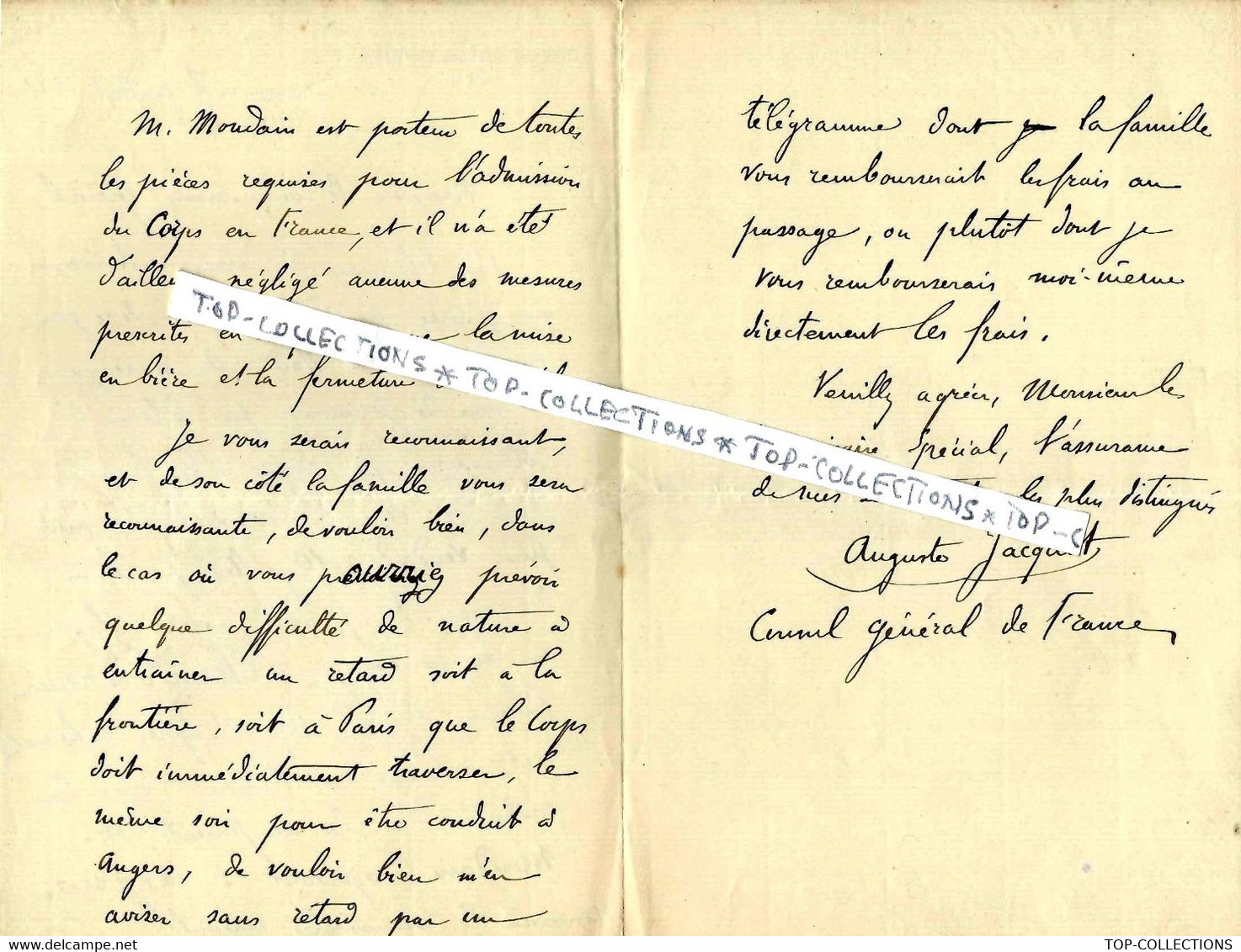 1896 DIPLOMATIE CONSUL GENERAL DE France à LEIPZIG ALLEMAGNE FRANÇAIS  DECEDE CORPS VERS France Sign.   A.JACQUOT - Historische Documenten