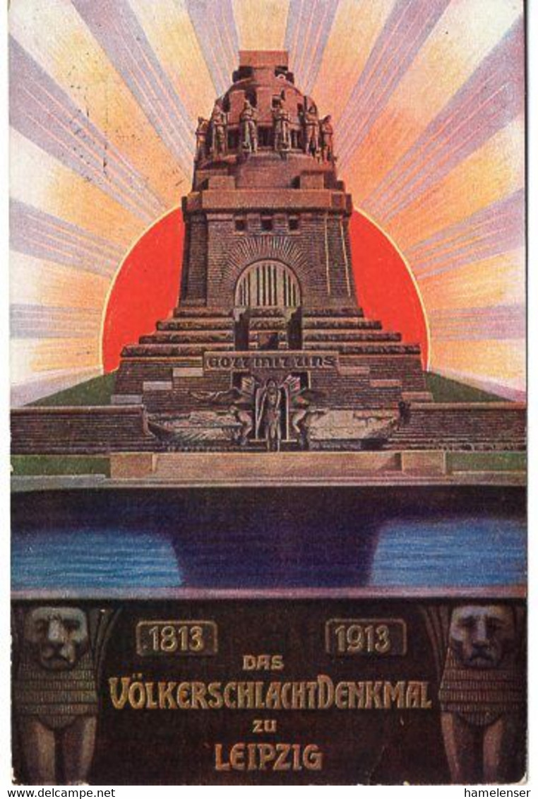 53024 - Deutsches Reich - 1913 - 5Pfg PGAKte "Voelkerschlachtdenkmal " SoStpl LEIPZIG - ... -> Chemnitz - Brieven En Documenten