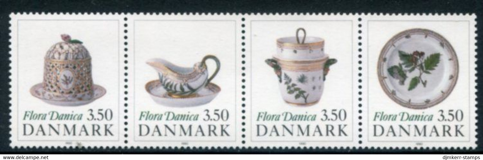 DENMARK 1990 Royal Danish Porcelain In Strip MNH / **..   Michel 977-80 - Neufs