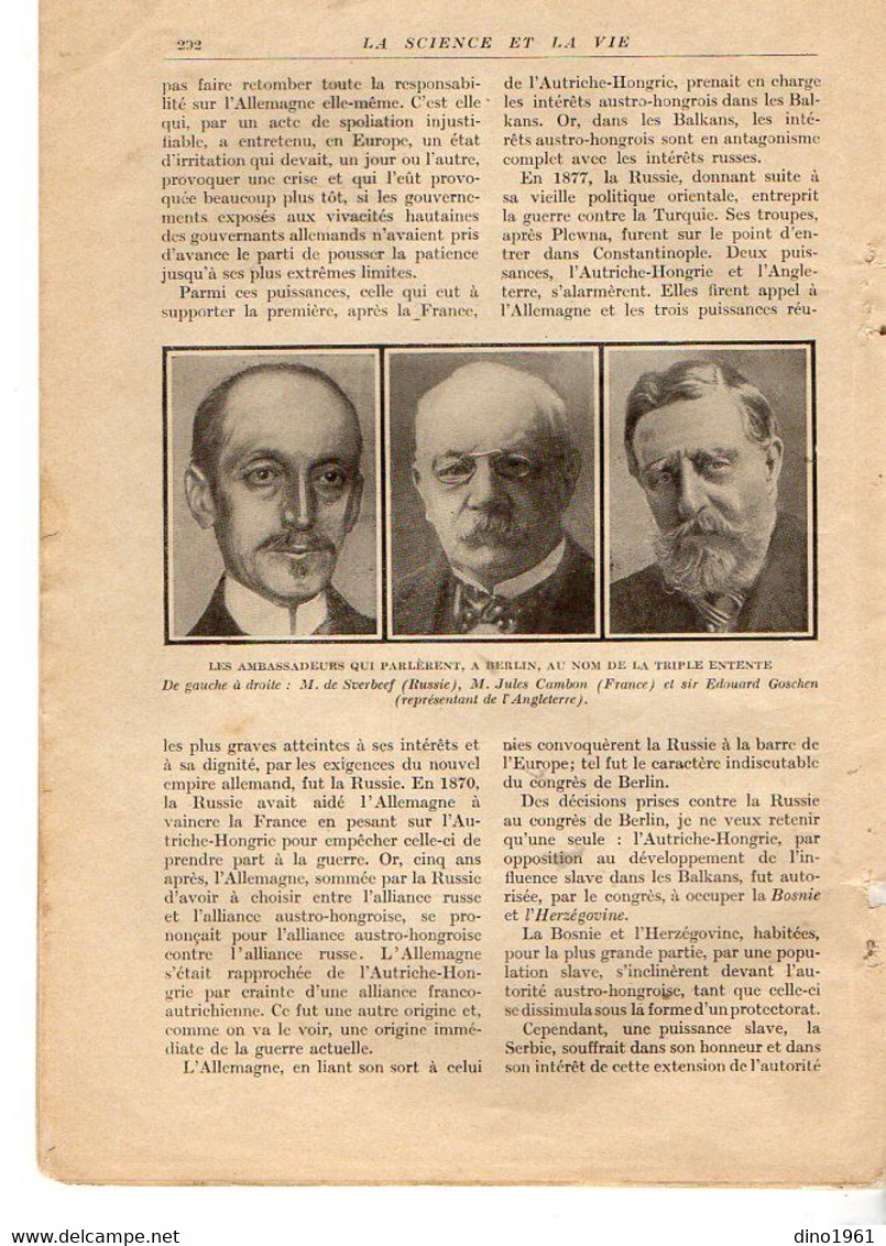 VP20.113 - Guerre 14 / 18 - Extrait De La Revue ¨ La Science Et La Vie ¨ Les Origines De La Guerre Par Mr G. HANOTAUX - Documents