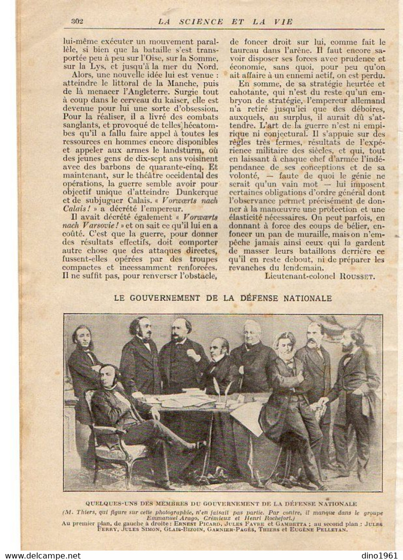 VP20.113 - Guerre 14 / 18 - Extrait de la Revue ¨ La Science et la vie ¨ Les Origines de la Guerre par Mr G. HANOTAUX