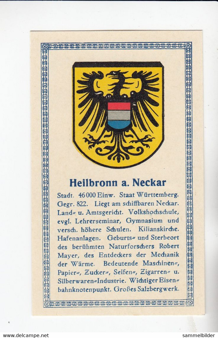 Abdulla Deutsche Städtewappen Heilbronn A. Neckar    Von 1928 - Verzamelingen & Kavels