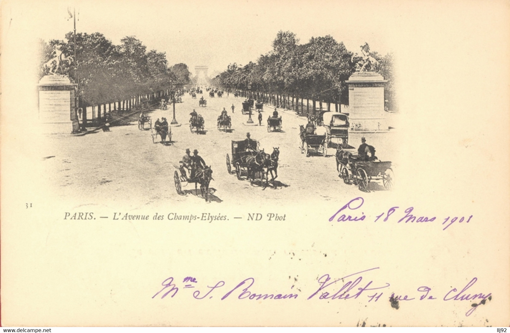 CPA Paris - Avenue Des Champs-Elysées - Animée, Fiacres - Champs-Elysées