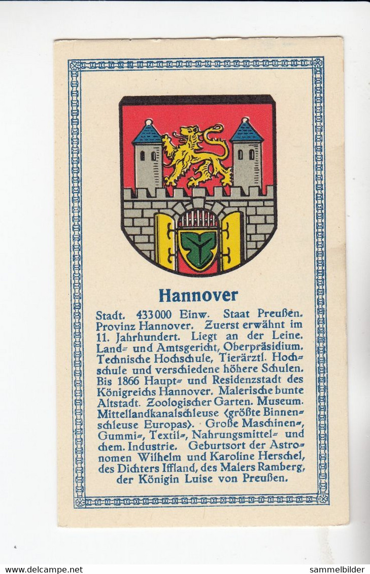 Abdulla Deutsche Städtewappen Hannover   Von 1928 - Collezioni E Lotti