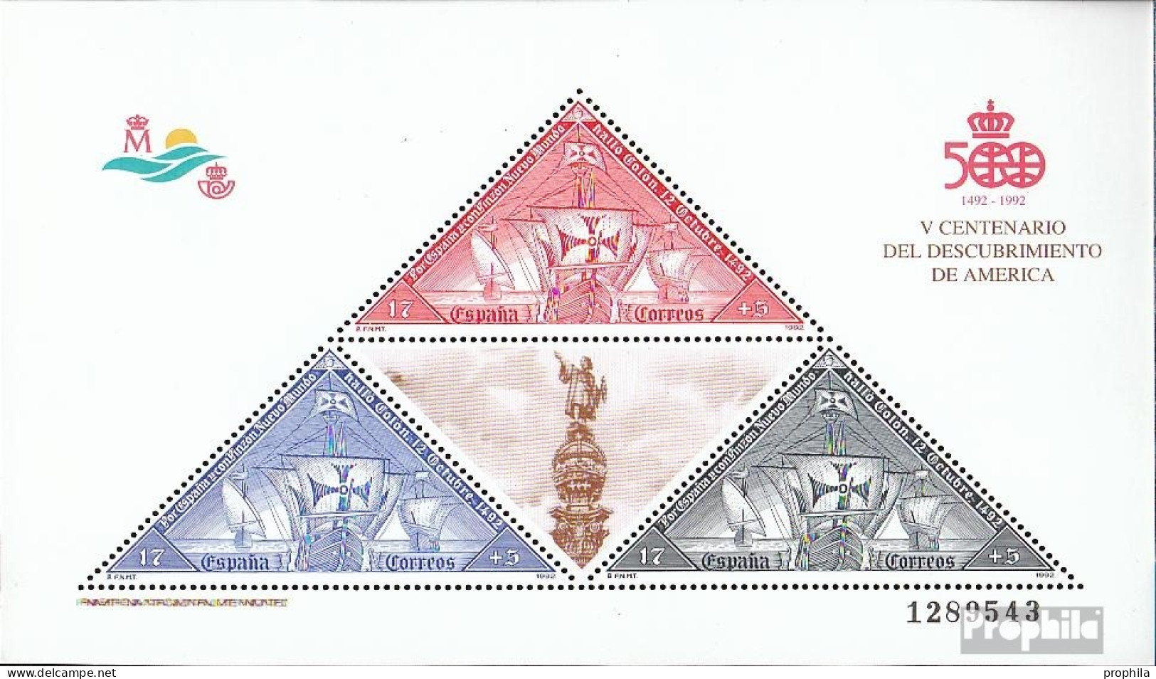 Spanien Block42 (kompl.Ausg.) Postfrisch 1992 Entdeckung Amerikas - Blocs & Hojas