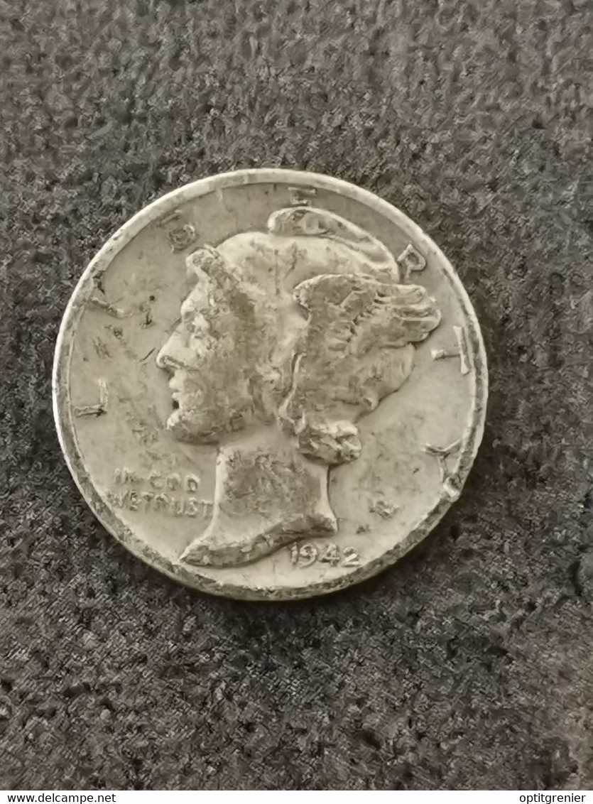 10 CENTS / 1 MERCURY DIME ARGENT 1942 PHILADELPHIE USA / SILVER - 1916-1945: Mercury (kwik)