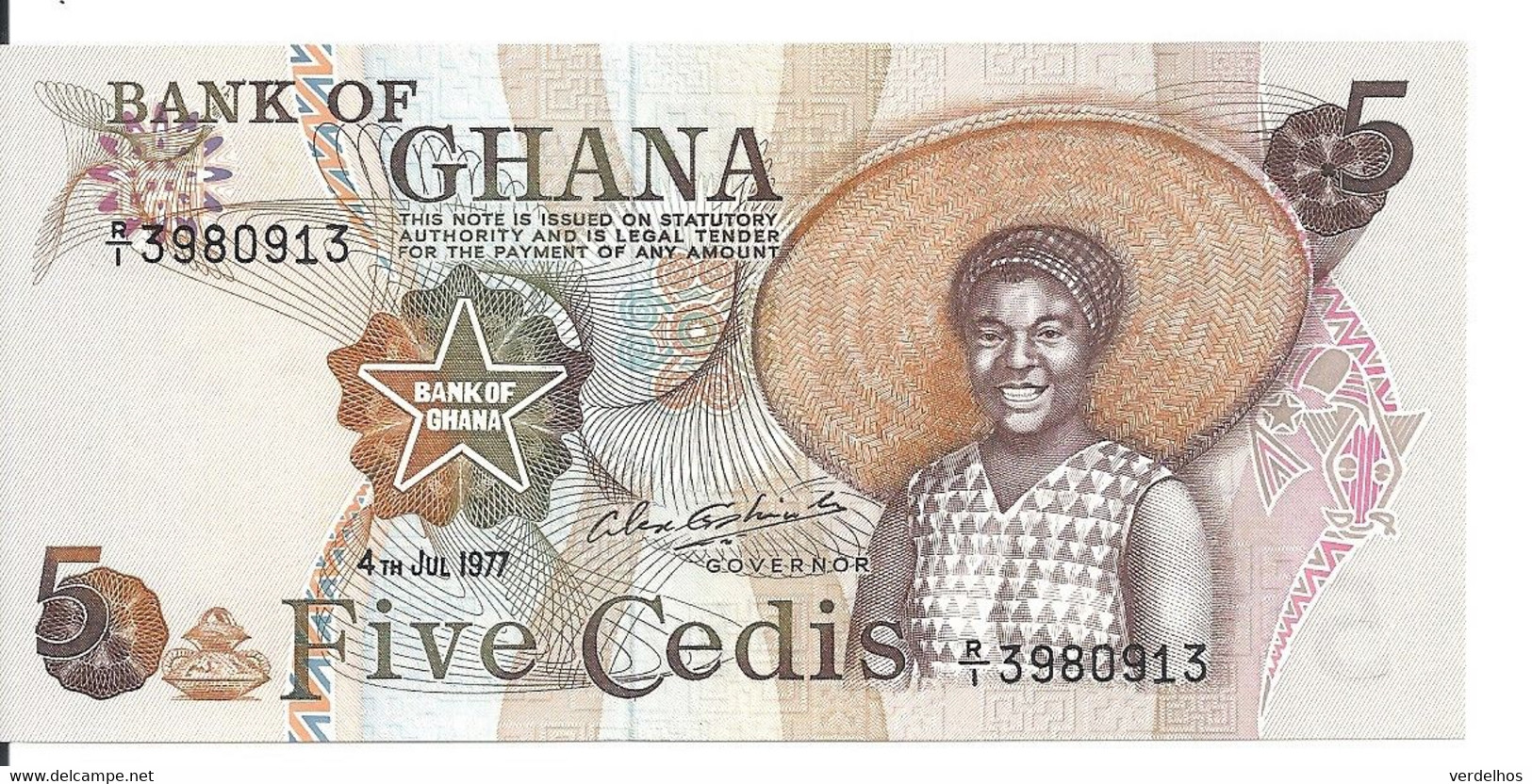 GHANA 5 CEDIS 1977 UNC P 15 B - Ghana