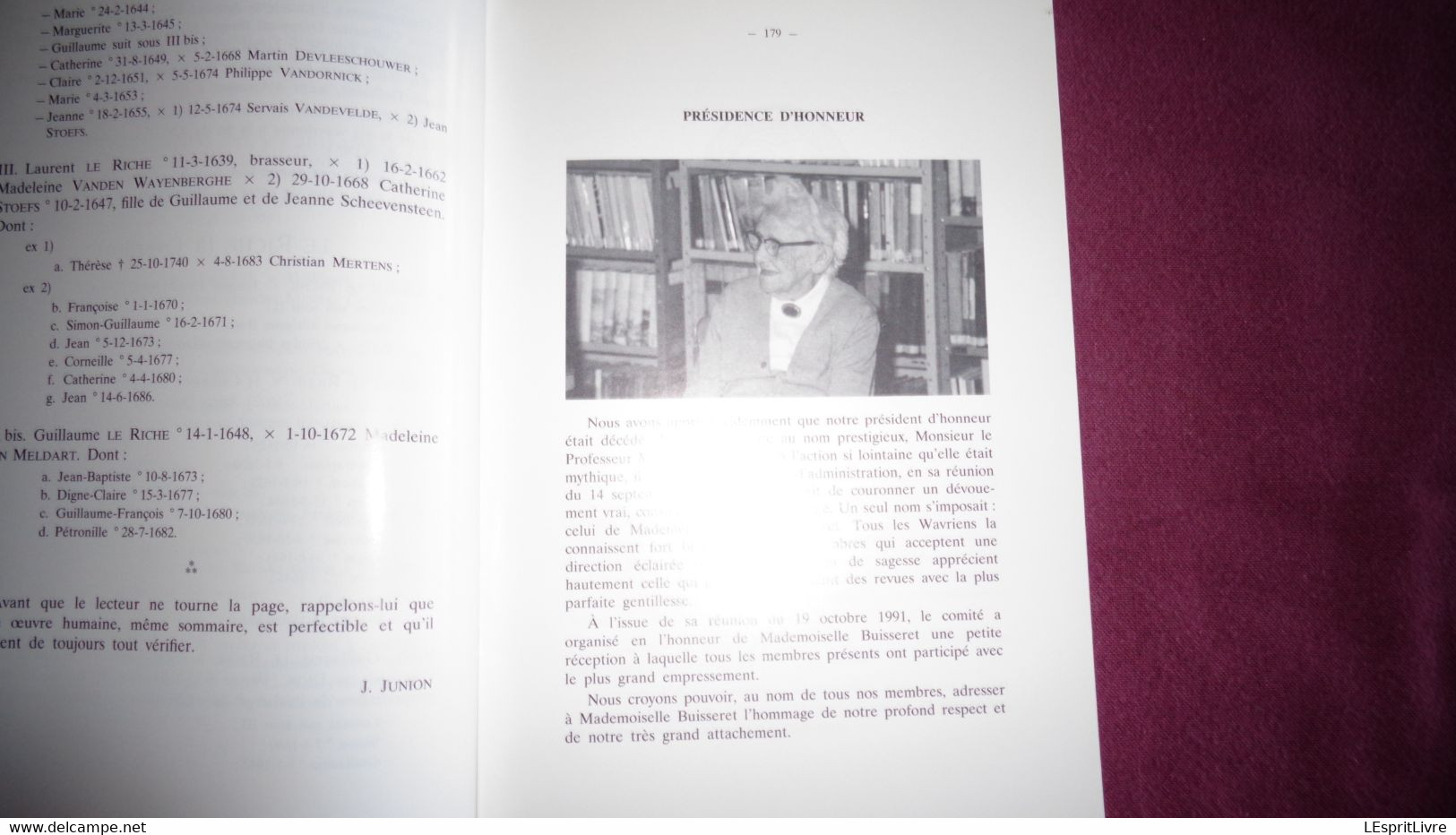 WAVRIENSIA N° 6 Année 1991 Régionalisme Brabant Wallon Wavre Généalogie Sambrée De Bodenghien Lemort Le Riche Overijse - Belgium