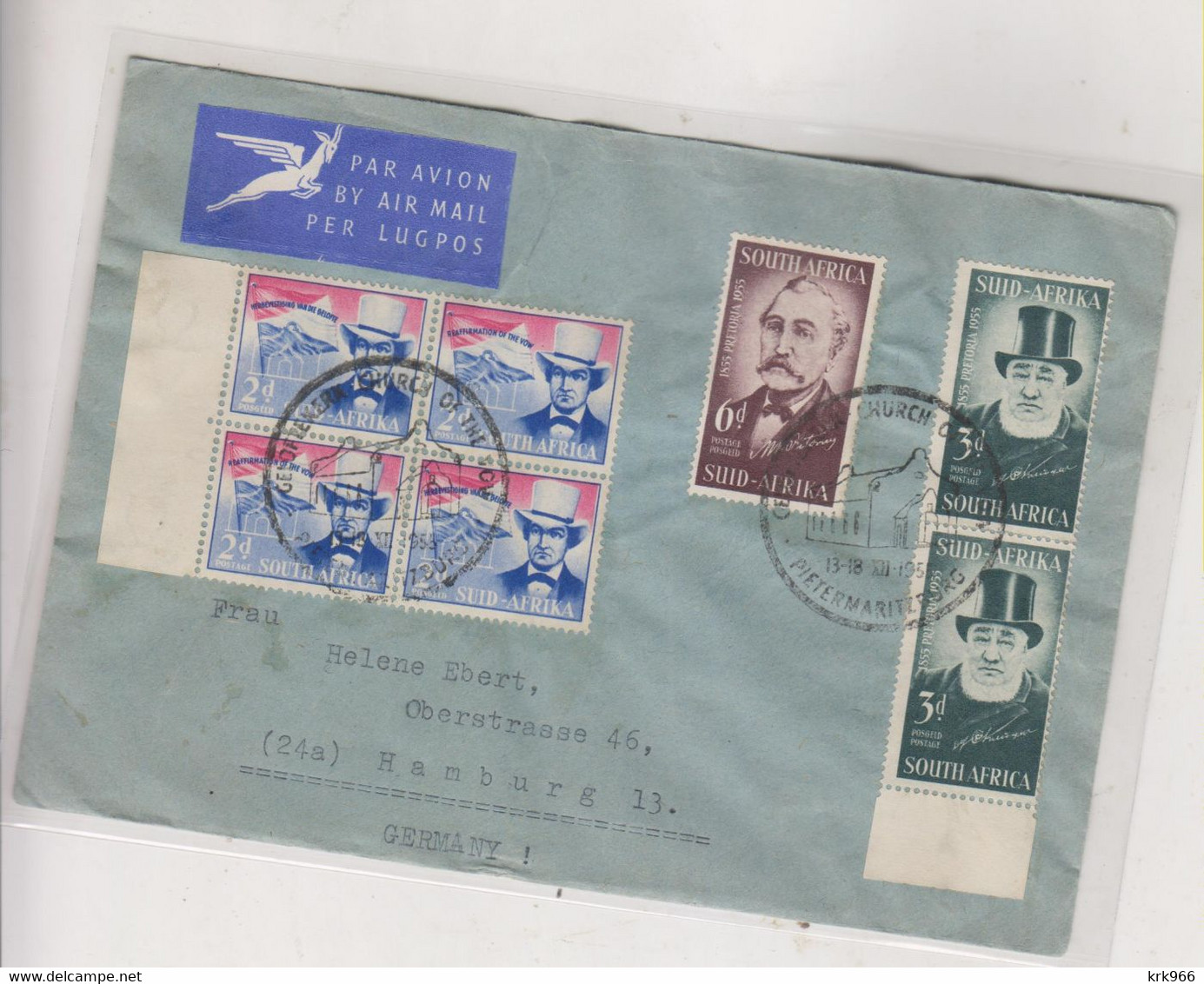 SOUTH AFRICA 1955 Pietermaritzburg Nice Airmail Cover To Germany - Posta Aerea