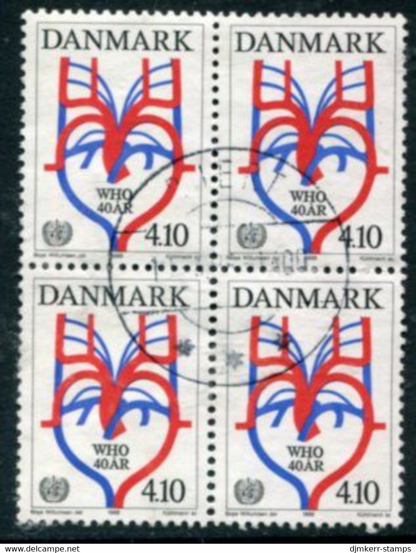 DENMARK 1988 WHO Anniversary Block Of 4 Used..   Michel 919 - Usati