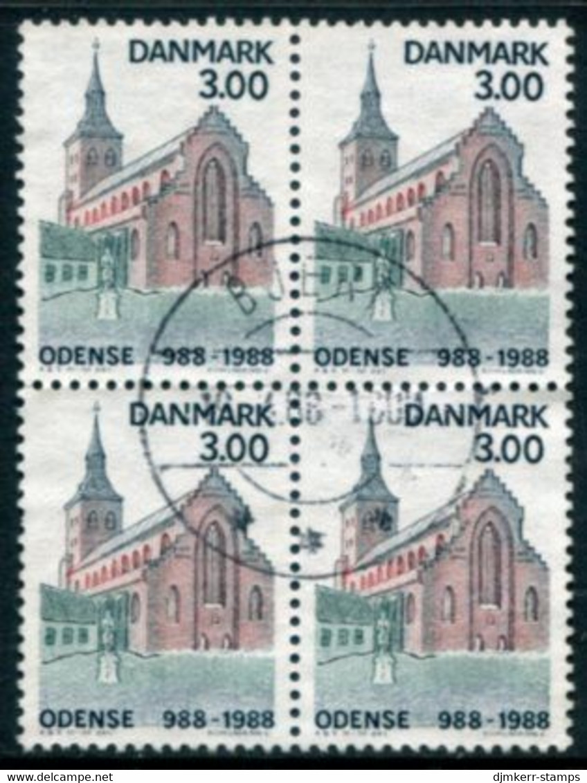 DENMARK 1988 Millenary Of Odense Block Of 4 Used..   Michel 917 - Used Stamps