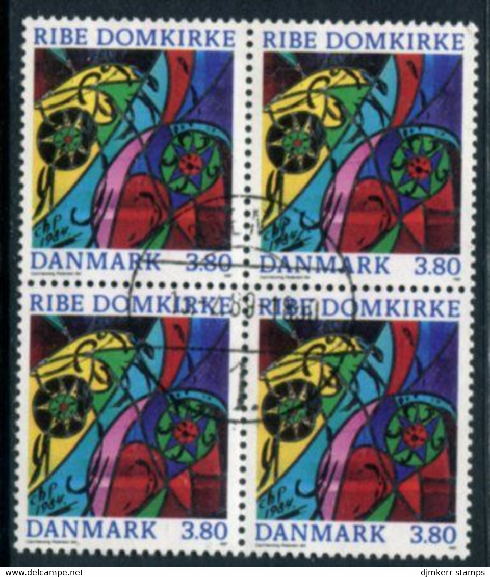 DENMARK 1987 Ribe Cathedral 3.80 Kr Block Of 4 Used.   Michel 892 - Used Stamps