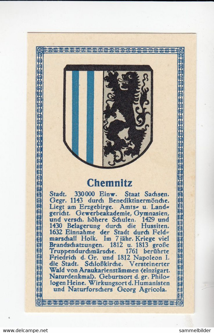 Abdulla Deutsche Städtewappen Chemnitz     Von 1928 - Sammlungen & Sammellose