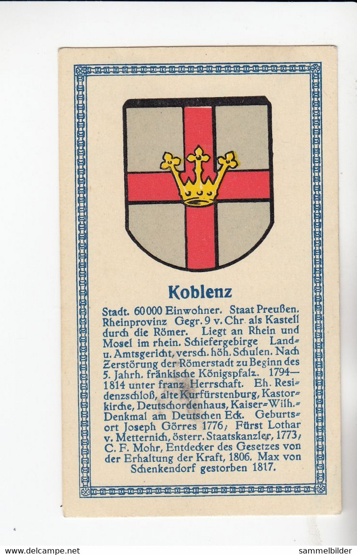 Abdulla Deutsche Städtewappen Koblenz   Von 1928 - Verzamelingen & Kavels