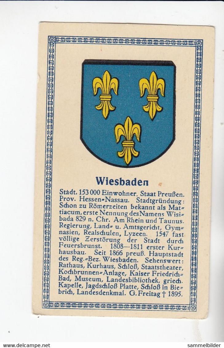 Abdulla Deutsche Städtewappen Wiesbaden     Von 1928 - Colecciones Y Lotes