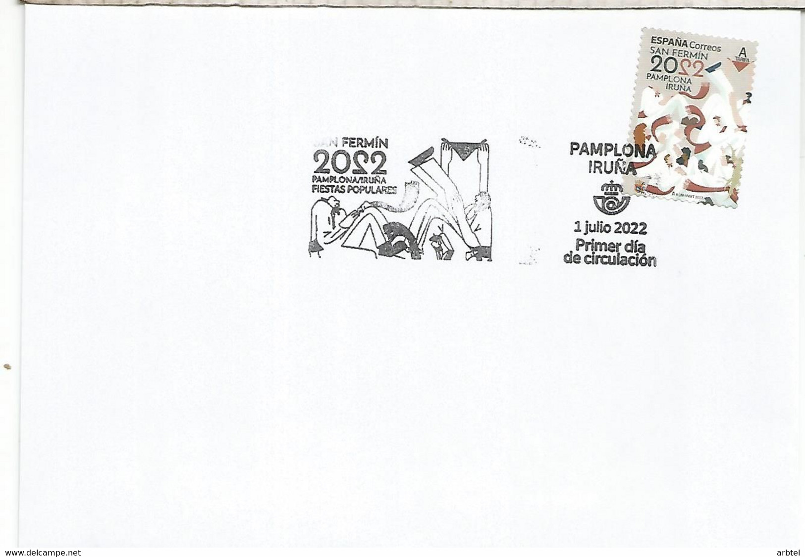 PAMPLONA NAVARRA SAN FERMIN 2022 MAT PRIMER DIA - Storia Postale