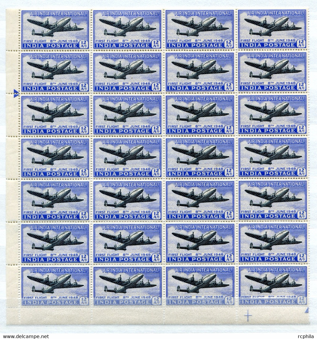 RC 23349 INDE COTE 224€ PA N° 1 AIR INDIA PREMIER VOL VERS LONDRES BLOC DE 28 EXEMPLAIRES NEUF ** TB MNH VF - Luftpost