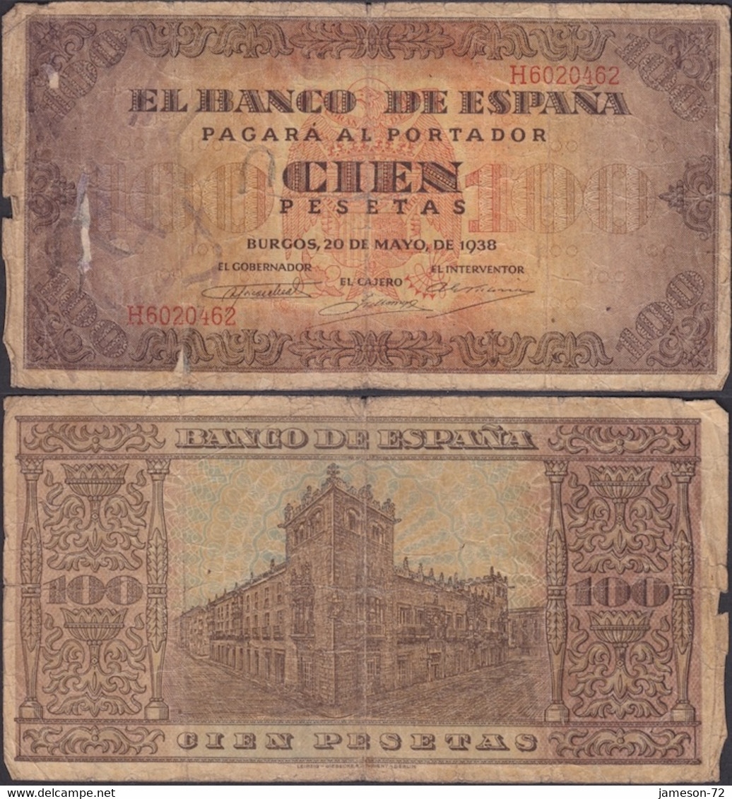 SPAIN - 100 Pesetas 1938 "House Of Cordon In Burgos" P# 113 Europe Banknote - Edelweiss Coins - 100 Pesetas