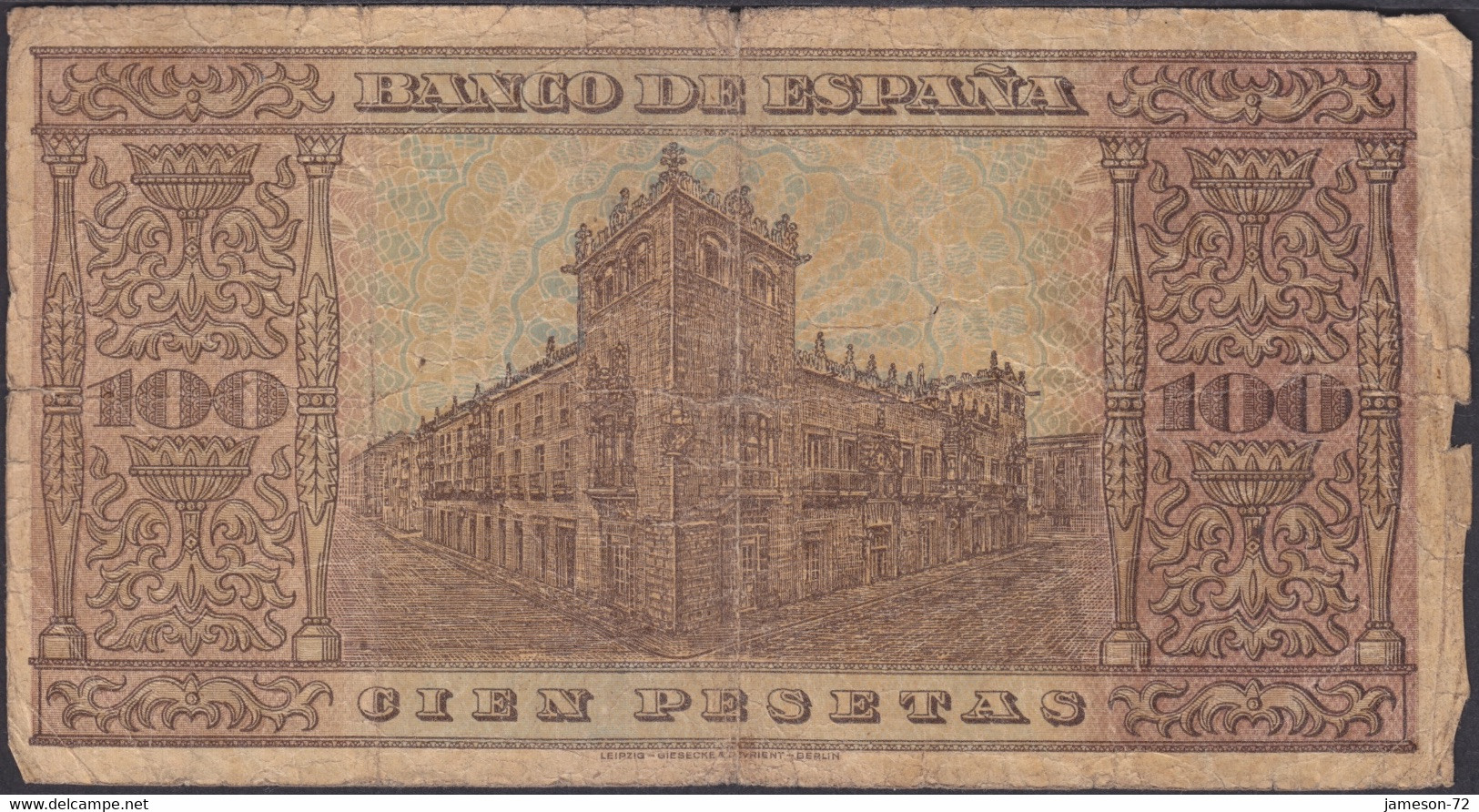 SPAIN - 100 Pesetas 1938 "House Of Cordon In Burgos" P# 113 Europe Banknote - Edelweiss Coins - 100 Pesetas