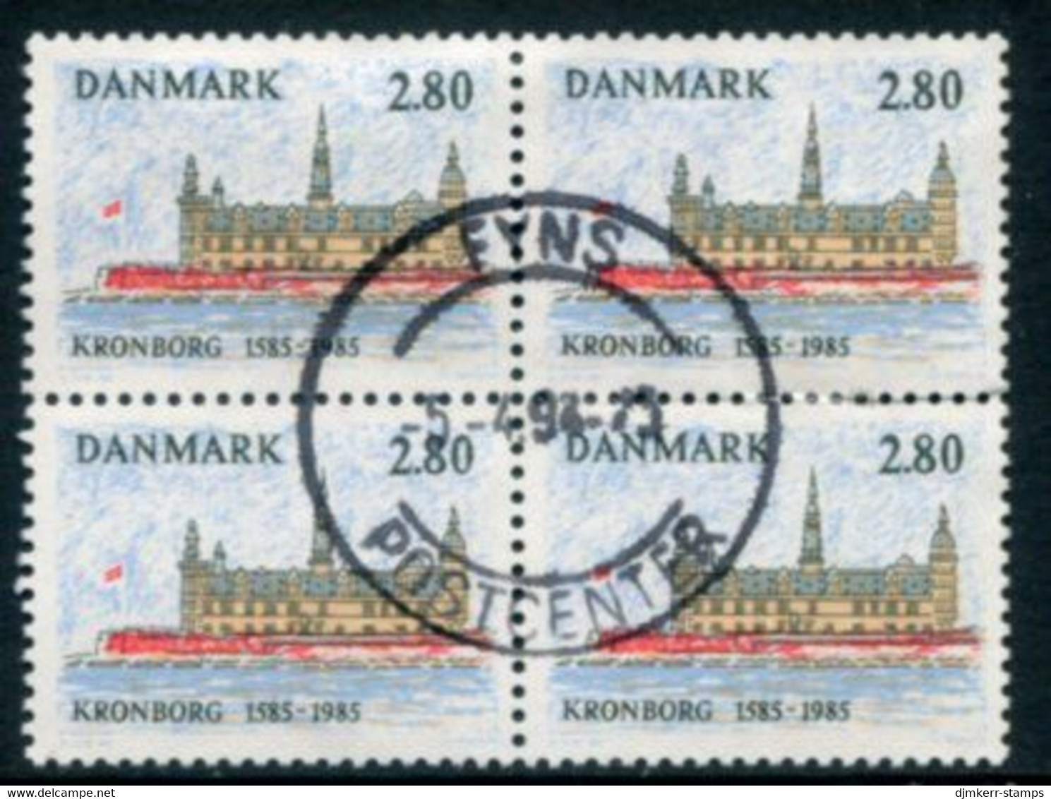 DENMARK 1985 Kronborg Castle Quatercentenary Block Of 4 Used.   Michel 846 - Oblitérés