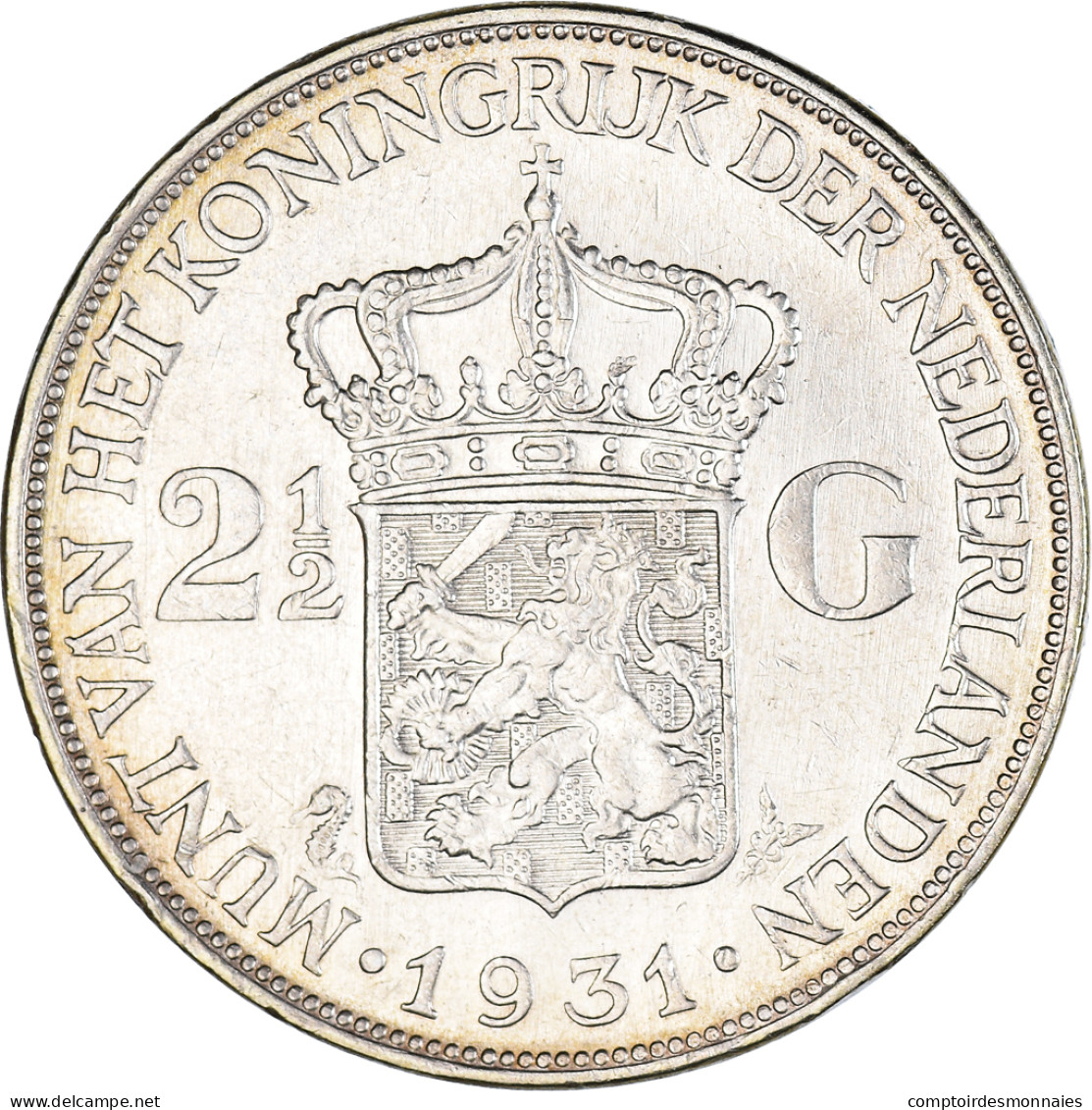 Monnaie, Pays-Bas, Wilhelmina I, 2-1/2 Gulden, 1931, TTB, Argent, KM:165 - 2 1/2 Gulden