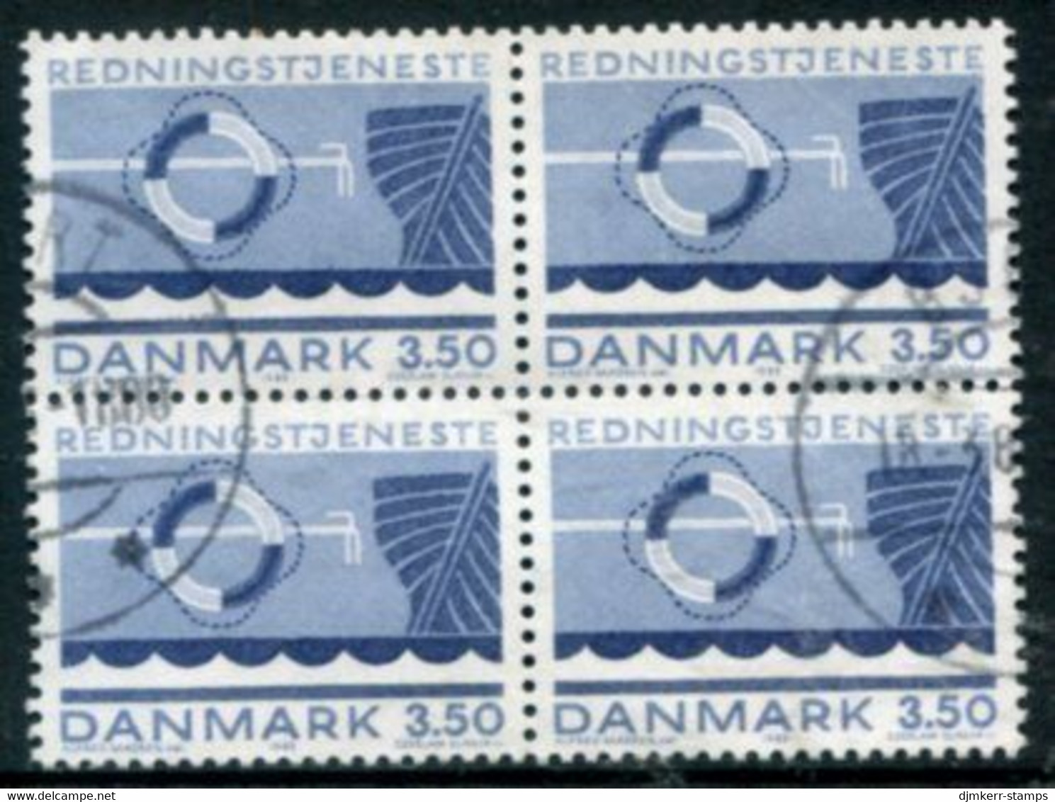 DENMARK 1983 Emergency Services 3.50 Kr. Block Of 4 Used.   Michel 787 - Gebruikt