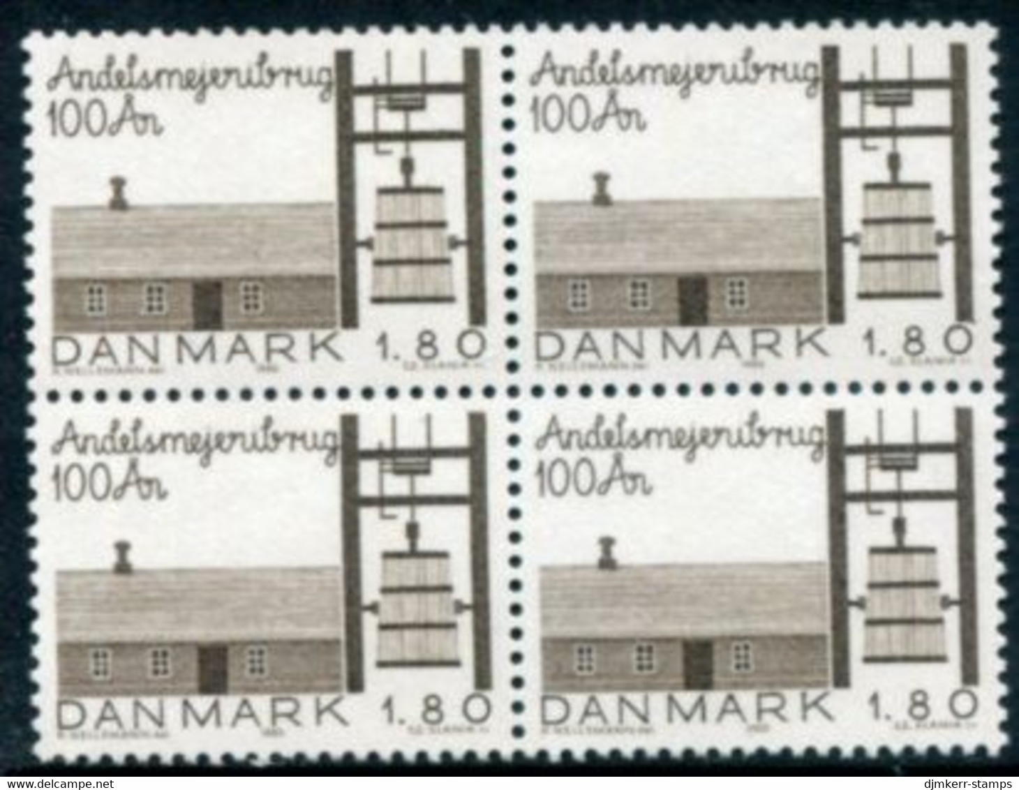 DENMARK 1982 Centenary Of Dairy Association Block Of 4 MNH / **   Michel 757 - Unused Stamps