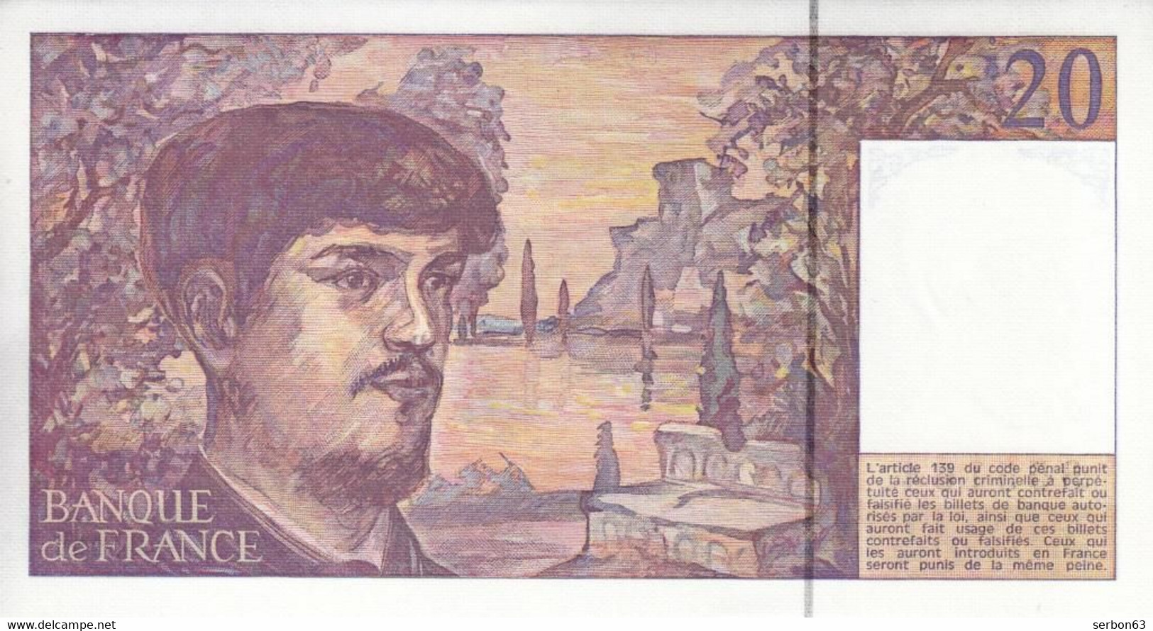 20 FRANCS DEBUSSY - TYPE 1980 A FIL - O.028 N° 955164 ANNÉE 1990 NEUF - VOIR SCAN - 20 F 1980-1997 ''Debussy''