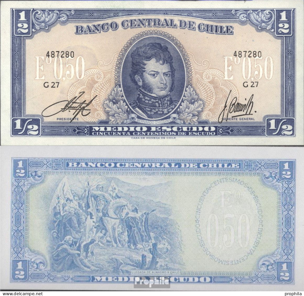 Chile Pick-Nr: 134Aa Bankfrisch 1962 1/2 Escudo - Chile