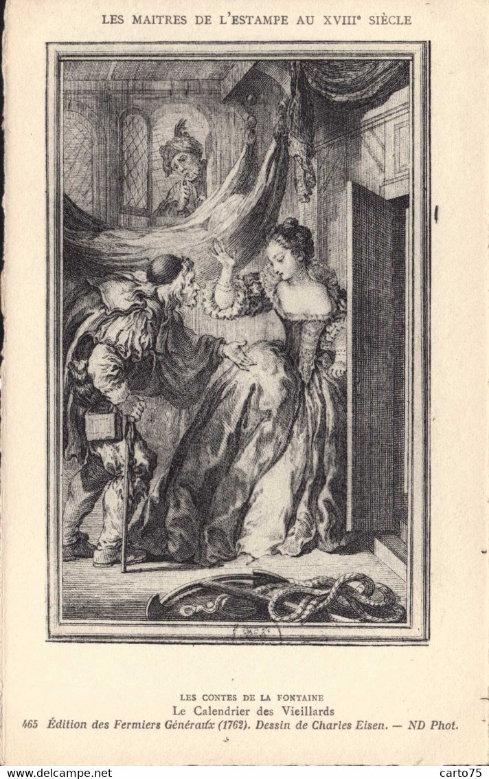 Contes Jean De La Fontaine - Maîtres Estampes 18ème Siècle - Femme Calendrier Des Vieillards - ND 465 - Fairy Tales, Popular Stories & Legends